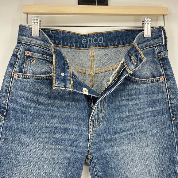 Etica | Twisted Seam Slim Split Hem Jeans Riverside Wash 26 - Picture 6 of 14